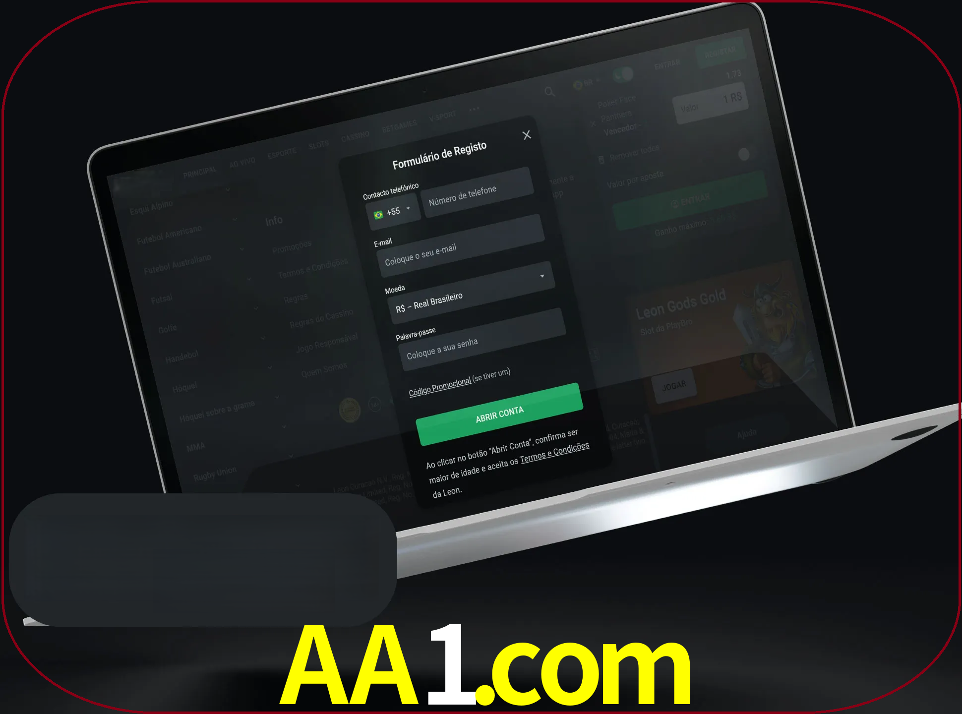 Abra o site da LeonBet e crie sua própria conta.