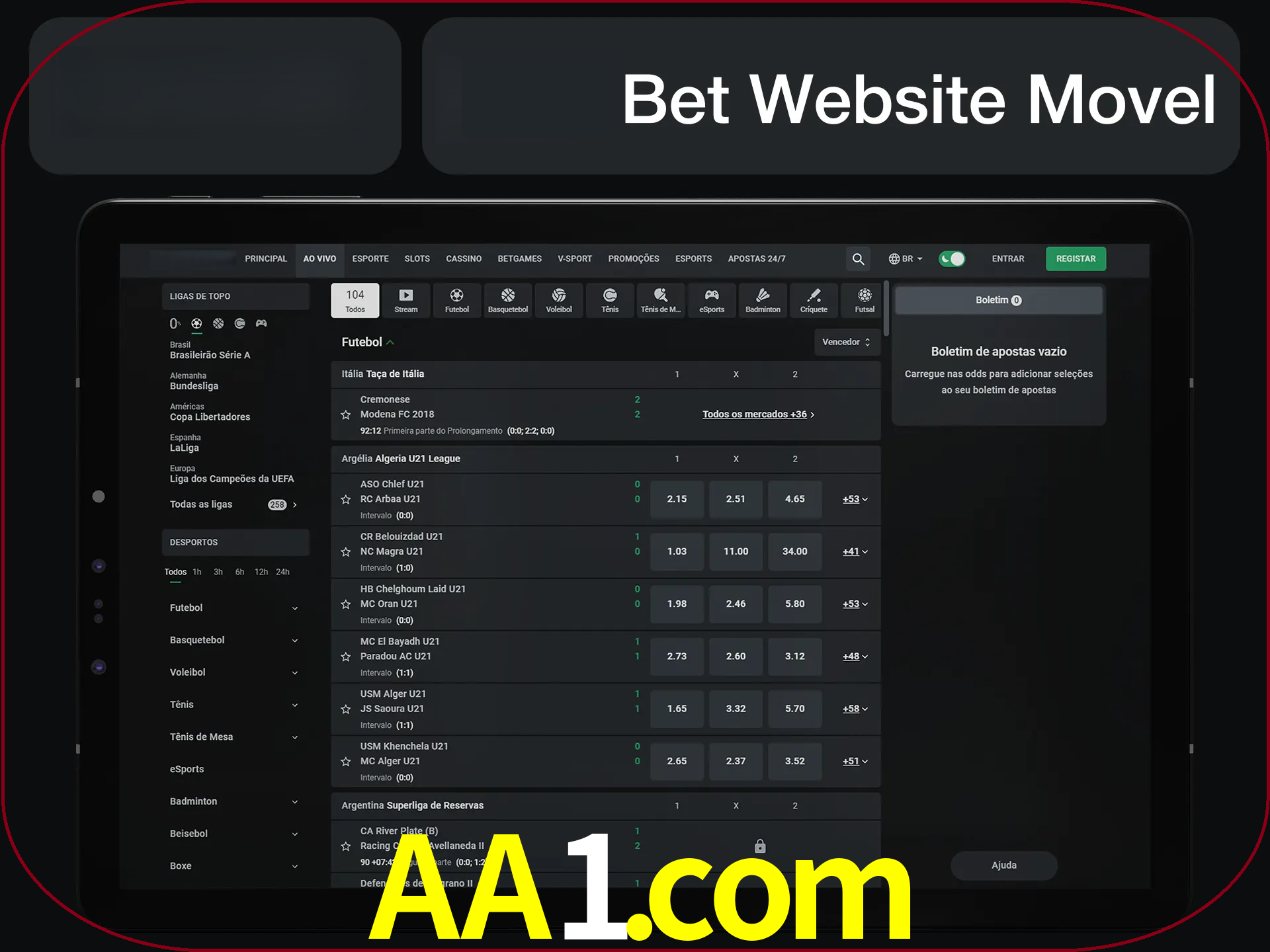 Use nosso website em qualquer dispositivo.